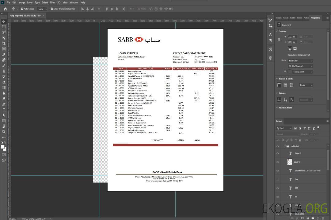 Relevé bancaire SABB en Arabie Saoudite template Relevé bancaire SABB en Arabie Saoudite template